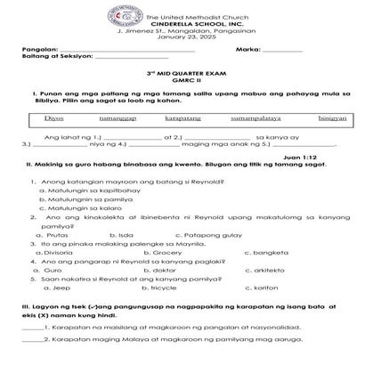 third mid examination in edukasyon sa pagpapakatao 2