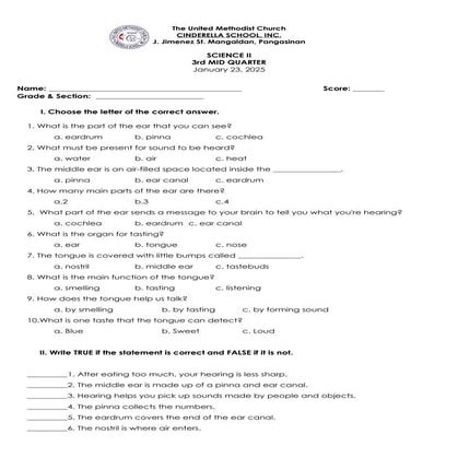 third mid examination in science 2 by me