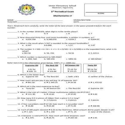 3rd periodical math v