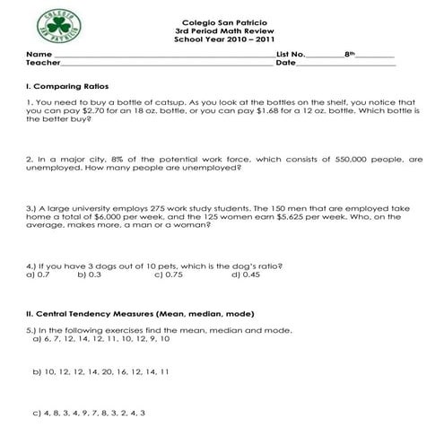 3rd period review 8th grade