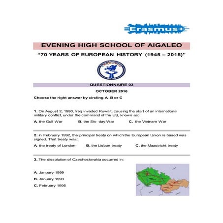 Questionnaire of the 3rd study period (1989-2015)