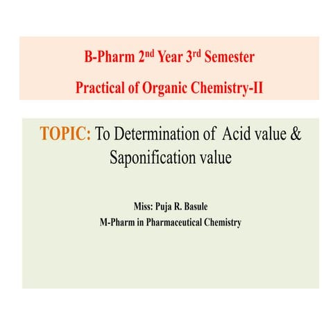 B-Pharmacy Organic Chemistry 3rd semester Practical  