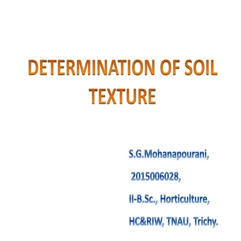 Determination of Soil Texture.