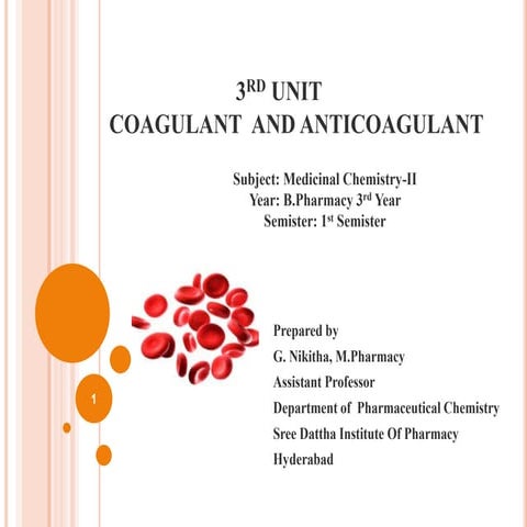 3rd unit coagulant  and anticoagulant ppt
