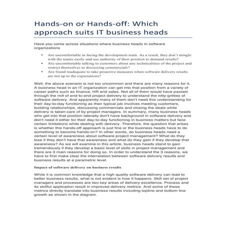 Hands-on OR Hands-off: Which approach suits IT business heads better?
