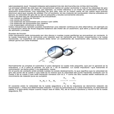Ruedas de fricción transmisión por correa engranajes