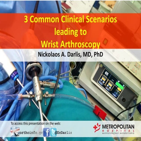 3 common clinical scenarios leading to wrist arthroscopy. Alexandropolis 2014