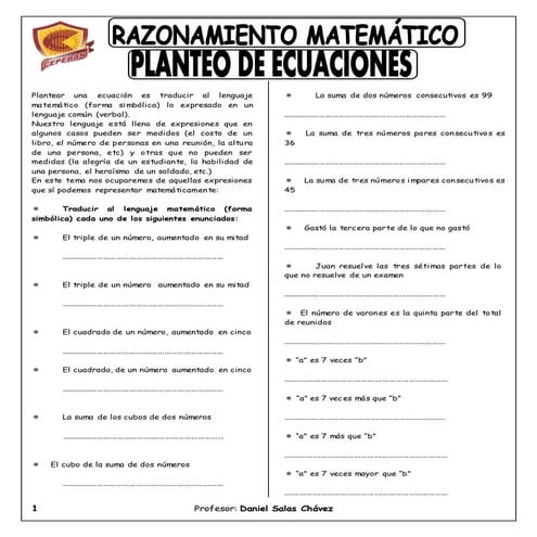 3º sec. planteo de ecuaciones