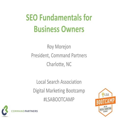 LSA Bootcamp Charlotte: SEO Fundamentals for Business Owners (Command Partners)