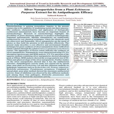 Review on green synthesis of silver nanoparticles | PPTX