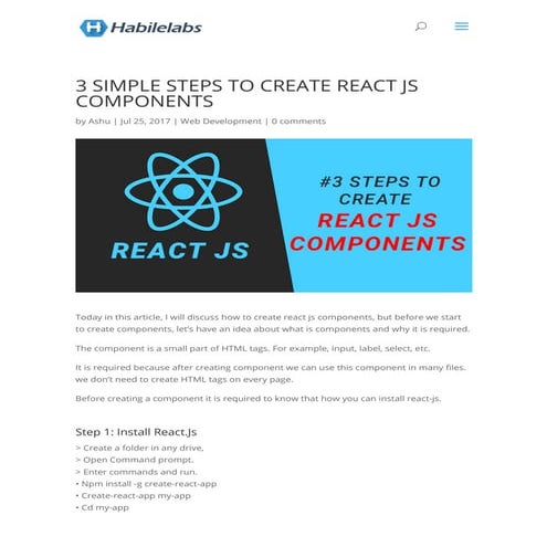 3 Simple Steps to follow to Create React JS Components | PDF
