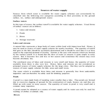 3 sources of water supply