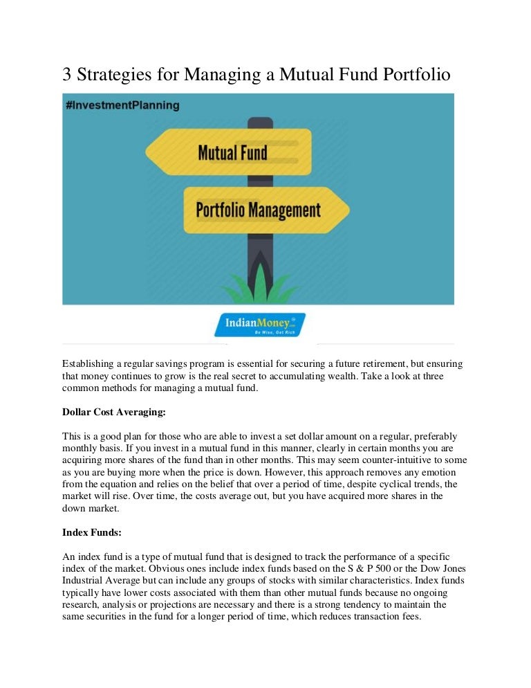 3 Strategies for Managing a Mutual Fund Portfolio
