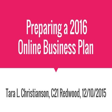 Preparing a 2016 Online Real Estate Business Plan