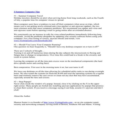 3 summer computer tips