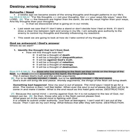 3 Destroy wrong thinking