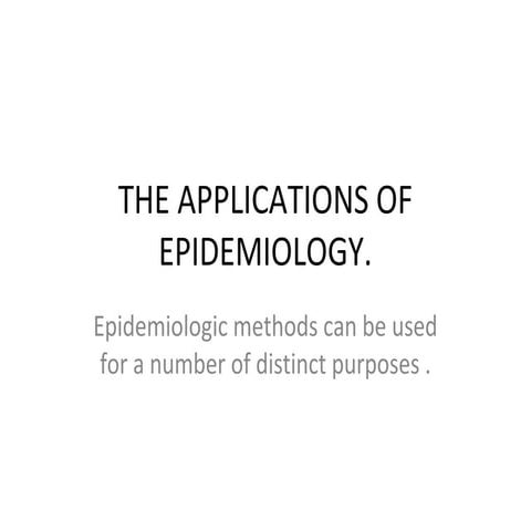 applications of epidemiology