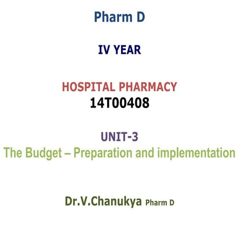 3 the budget – pre paration and imple mentation