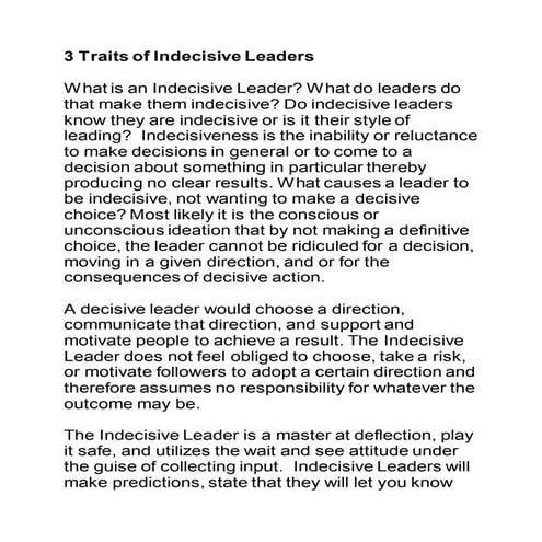  3 Traits to Work with Indecsive Leaders