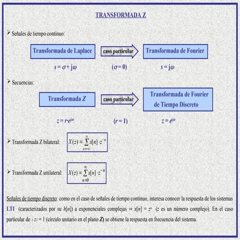 Transformada Z Variable compleja y Transformada de Fourier | PPT