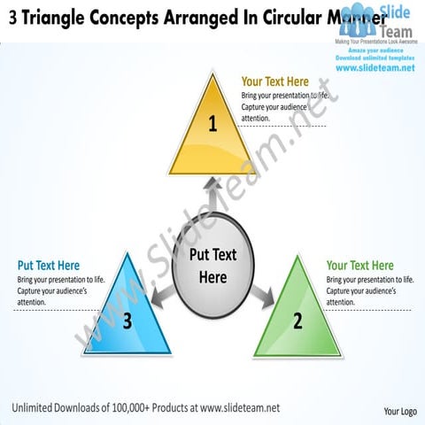 3 triangle concepts arranged in circular manner charts and diagrams power poi...