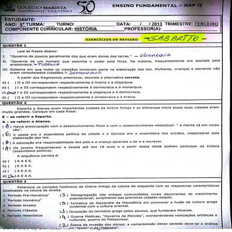 3 trim revisão prova II