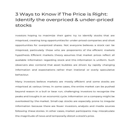 3 ways to know if the price is right  identify the overpriced &amp; under pri...