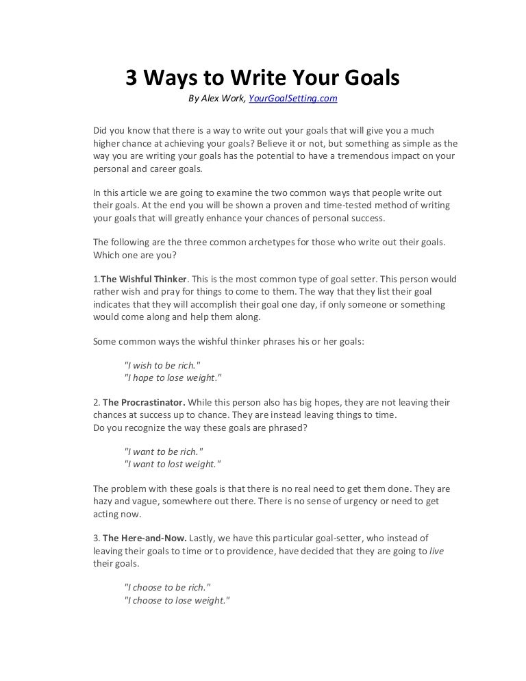 3 ways to write your goals