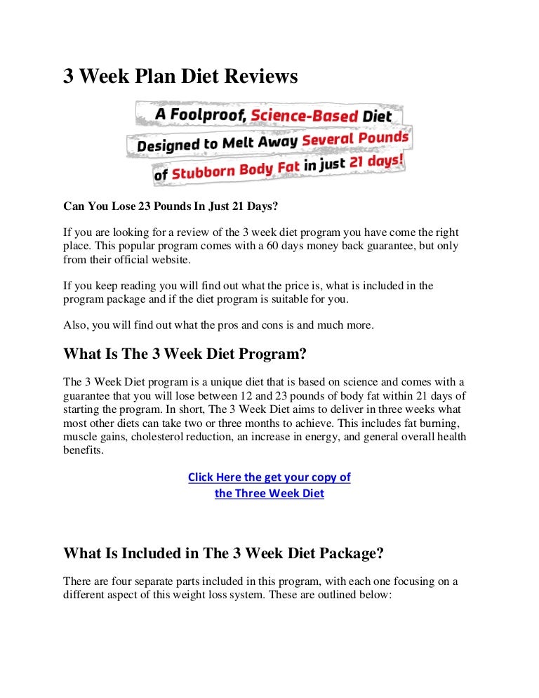 3 Week Diet Plan Reviews