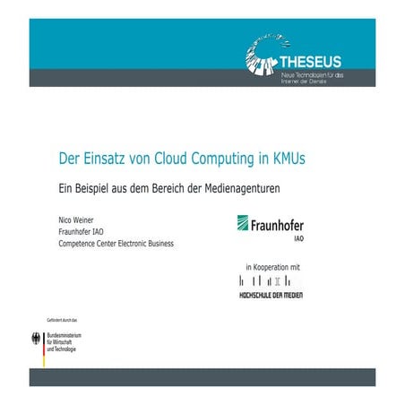 Der Einsatz von Cloud Computing in KMUs - Ein Beispiel aus dem Bereich der Me...