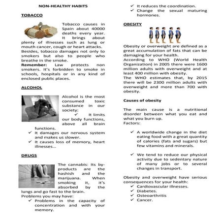 3 worksheet unhealthy habits