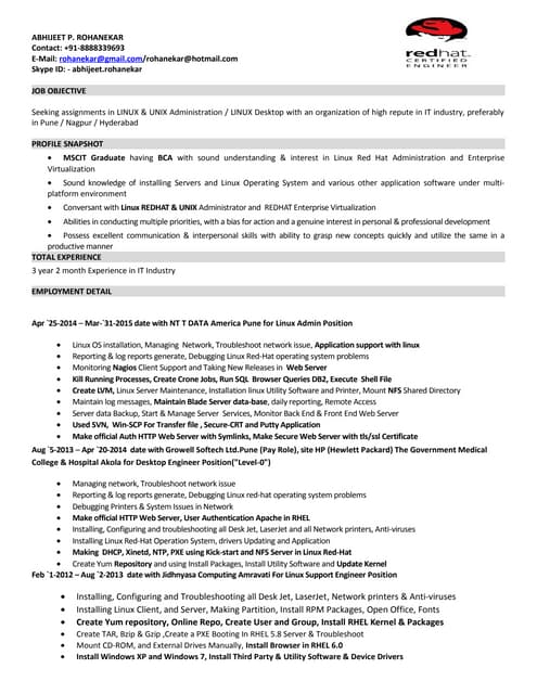 4 Year Exp Resume Linux Admin - 3year2monthexpresumelinuxadminapplicationsupportproductionsupporttechsupport 150510183909 Lva1 App6892 Thumbnail 