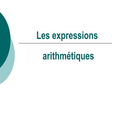 Les expressions arithmétiques | PPS