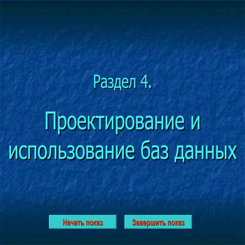 раздел 4  проектирование и использование баз данных