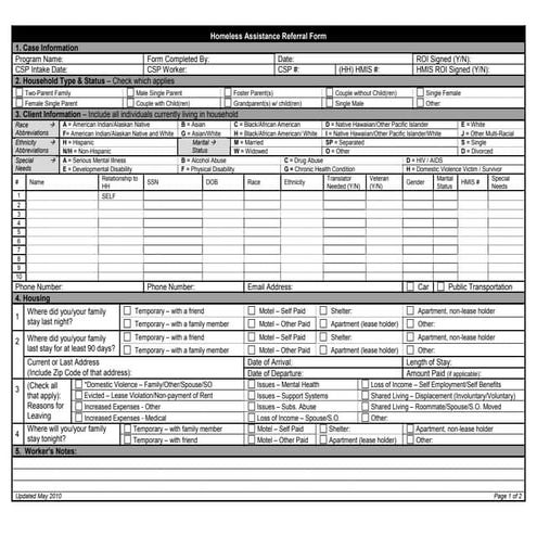 4.11 Amanda Andere: Homeless Assistance Referral Form | PDF