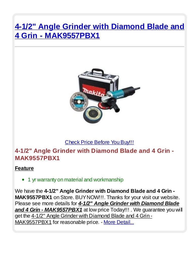 4 1 2angle grinder with diamond blade and 4 grin mak9557_pbx1
