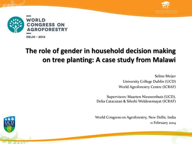 The role of gender in household decision making on tree planting: A case study from Malawi