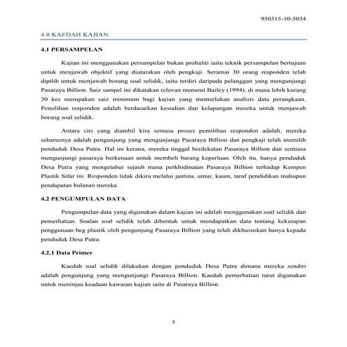 Contoh Kaedah Kajian PBS PA