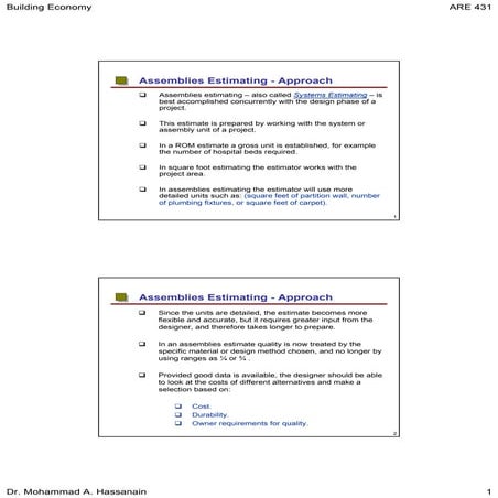 4.3 assemblies estimating