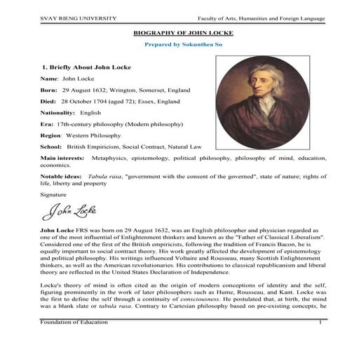 Biography of john locke