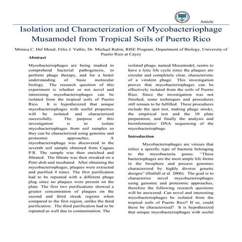 Phage presentation- The Isolation and Characterization of ...