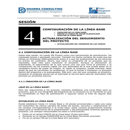 Taller de MS Project 2010 para la Gestión de Proyectos - Sesión 04