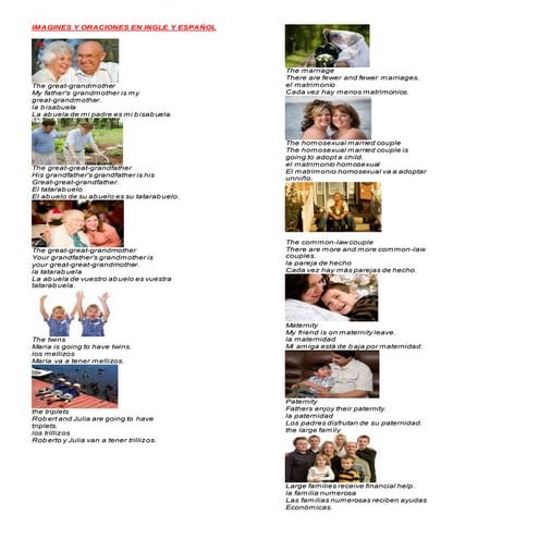 Imagines y oraciones en ingle y español