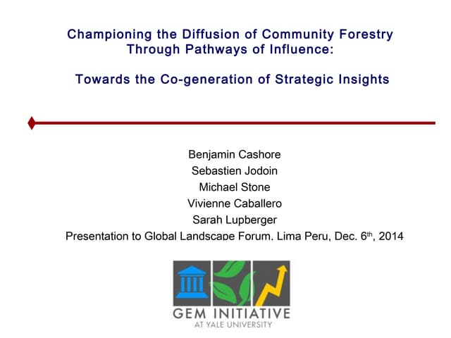 Championing the Diffusion of Community Forestry Through Pathways of Influence: Towards the Co-generation of Strategic Insights