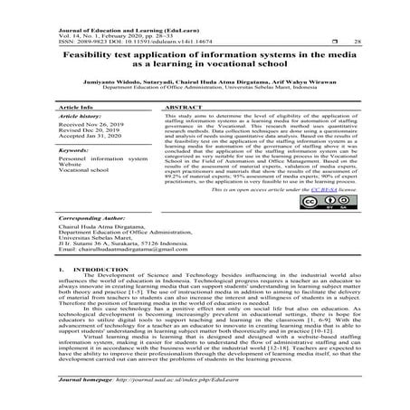 Feasibility test application of information systems in the media as a learnin...