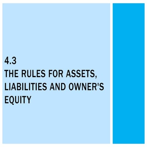 4.3 The Rules for Assets, Liabilities and Owner's Equity