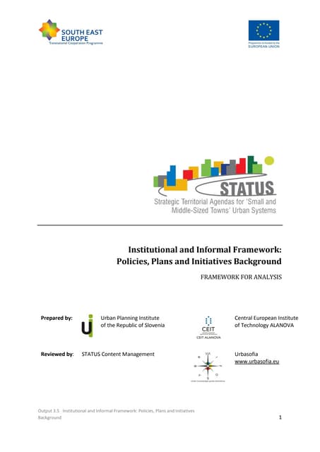 STATUS Plan and policy analysis framework