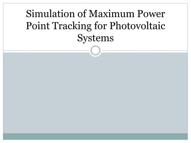Maximum Power Point Tracking Mppt Pptx