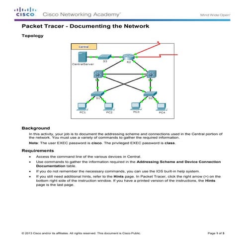 4.1.2.9 packet tracer   documenting the network instructions