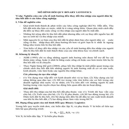 MÔ HÌNH HỒI QUY BINARY LOTISTICS